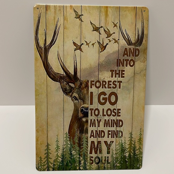Hunting Deer And Duck And Into The Forest I Go Art Metal Wall Plaque Decor New - Picture 8 of 16